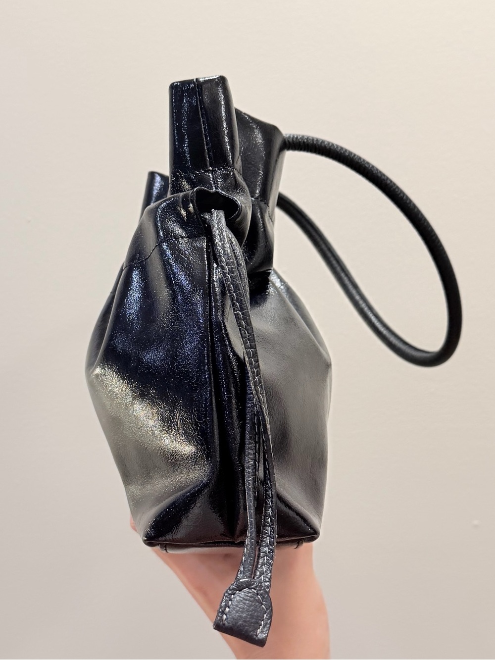 LIKE NEW Grilli Italian Black Leather Gathered Shoulder Bag - Picture 3 of 8